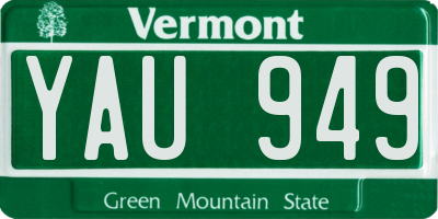 VT license plate YAU949