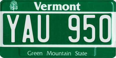 VT license plate YAU950