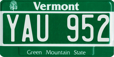 VT license plate YAU952