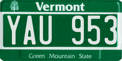 VT license plate YAU953