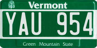 VT license plate YAU954