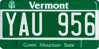 VT license plate YAU956