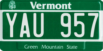 VT license plate YAU957