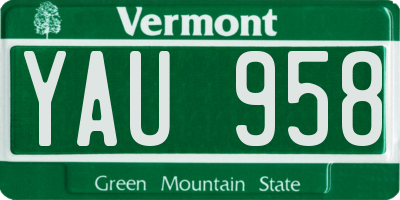 VT license plate YAU958