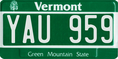 VT license plate YAU959