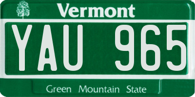 VT license plate YAU965