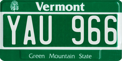 VT license plate YAU966
