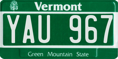 VT license plate YAU967