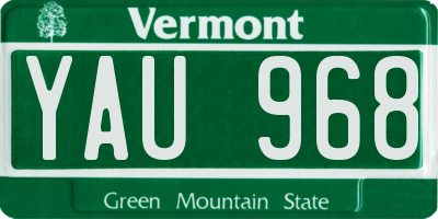 VT license plate YAU968