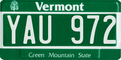 VT license plate YAU972