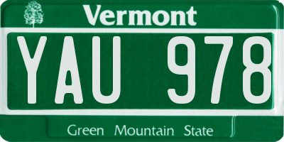 VT license plate YAU978