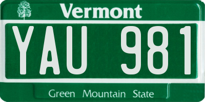 VT license plate YAU981