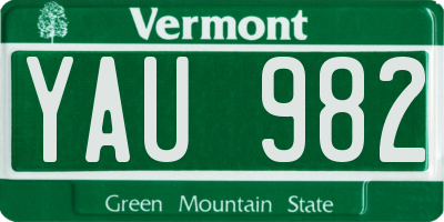 VT license plate YAU982