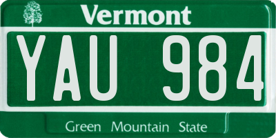 VT license plate YAU984