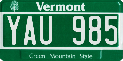VT license plate YAU985