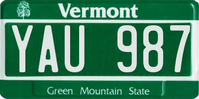 VT license plate YAU987