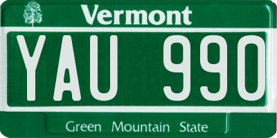 VT license plate YAU990