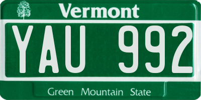 VT license plate YAU992