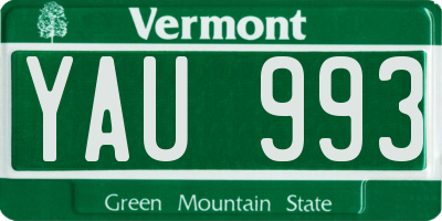 VT license plate YAU993