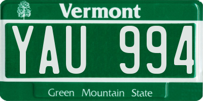 VT license plate YAU994