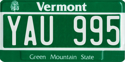 VT license plate YAU995