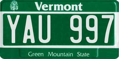 VT license plate YAU997
