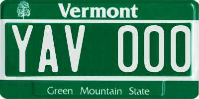 VT license plate YAV000