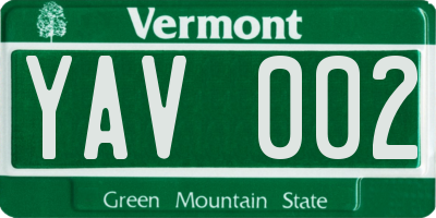 VT license plate YAV002