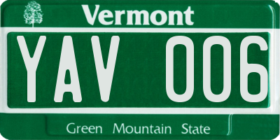 VT license plate YAV006