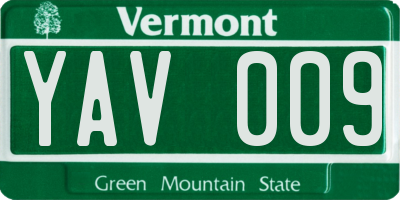 VT license plate YAV009