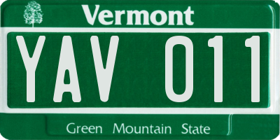 VT license plate YAV011