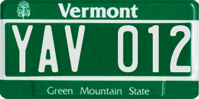VT license plate YAV012
