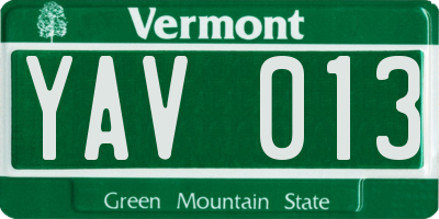 VT license plate YAV013