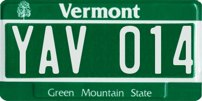 VT license plate YAV014