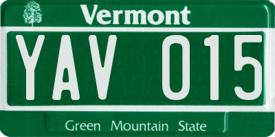 VT license plate YAV015