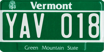 VT license plate YAV018