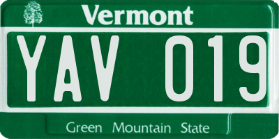 VT license plate YAV019