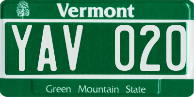 VT license plate YAV020