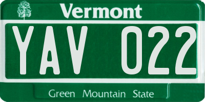 VT license plate YAV022