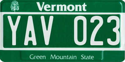 VT license plate YAV023
