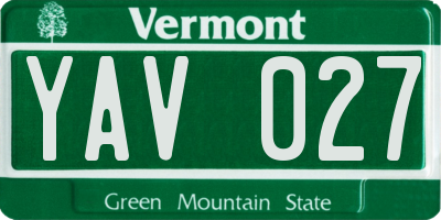VT license plate YAV027