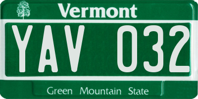 VT license plate YAV032