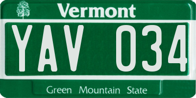 VT license plate YAV034