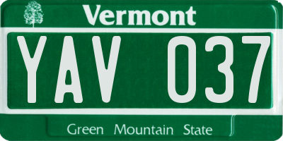 VT license plate YAV037