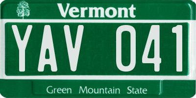 VT license plate YAV041