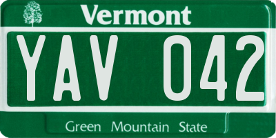VT license plate YAV042