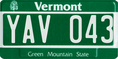 VT license plate YAV043