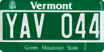 VT license plate YAV044