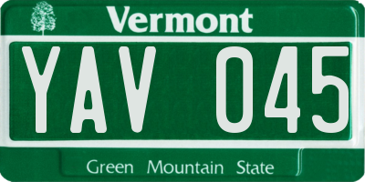 VT license plate YAV045