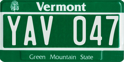 VT license plate YAV047